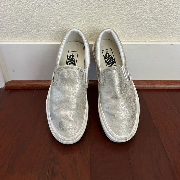 VANS CLASSIC SLIP-ON (CRACKED SILVER) SHOES men 5 women 6.5 - Picture 2 of 11